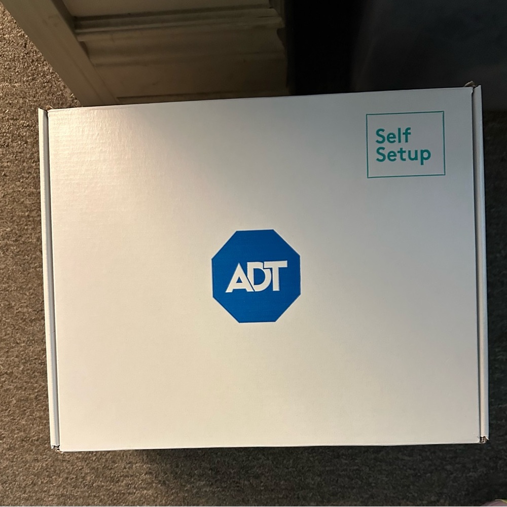 ADT Smart Home Hub and Sensors in White and Blue